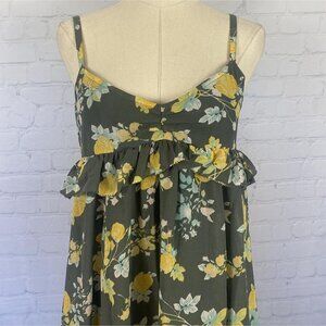 Grey Yellow Floral Ruffle